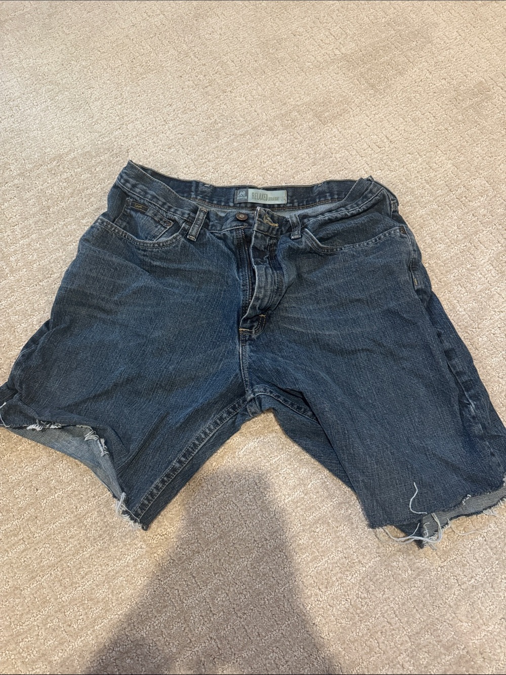 Lee Men's Dark Blue Cut-Off Relaxed Denim Shorts
